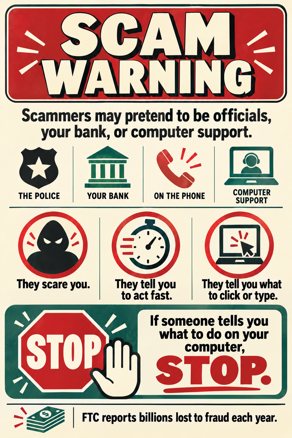 Your uploaded portrait Scam Warning artwork